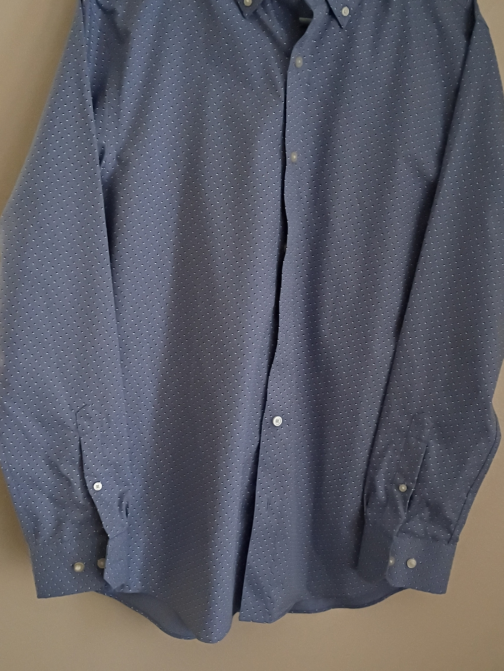 Banana Republic Blue Dress Shirt with White Microdots